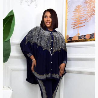 Stylish Stoned Lycra Blouse and Trouser for Women