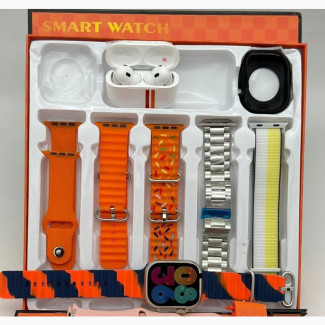 Ultra 12 Plus 1 Smartwatch with 10 Straps, Airpods Pro, and Pouch