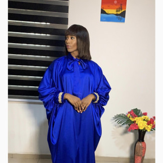 Stylish Bou Bou Dress - Classic Blue Silk Kaftan