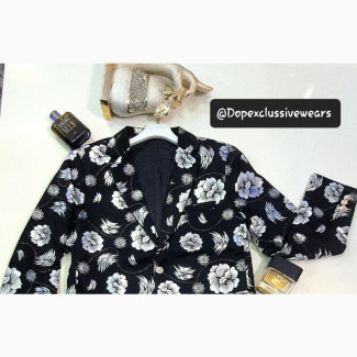 Mens High Fashion Silver Floral Blazer