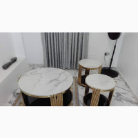 Executive Golden Center Table with 2 Stools - Brand New