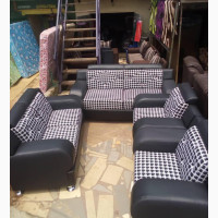 7 Seater Fabric Sofa Set - Brand New, Black Color
