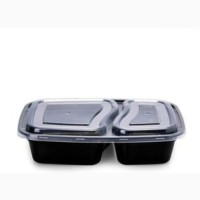 50pcs) of 2 Compartments Disposable Takeaway Plates