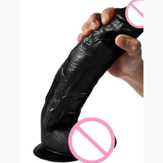 12 Inch Silicon Huge Dildo - Black