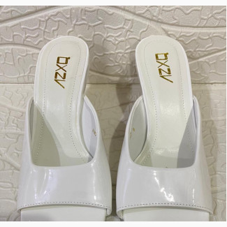 Fashion Slippers for Women - Patent Leather, Balance Heel - Size 39, 42