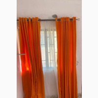 Fine Orange Curtains - Home Interiors