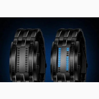 Stainless Steel Binary Led Waterproof Wristwatch- Blue Light