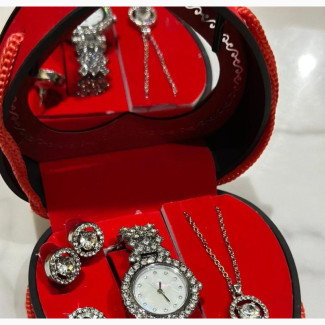 Valentine Special: Complete Set of Jewelry - Wristwatch, Earring, Necklace, and Ring