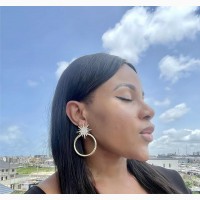 Non Tarnish Studded Hoop Earrings in Gold - Shop Now