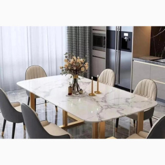 Luxury 6 Seater Marble Top Dining Table Set