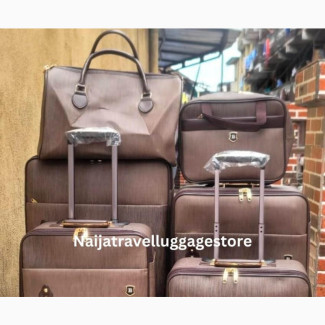 Executive Travel Luggage Set - 6 Pieces. Genuine Leather. Unisex. Brown Color