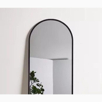 3 by 6 Feet Curved Black Iron Frame Full Length Mirror