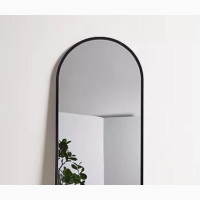 3 by 6 Feet Curved Black Iron Frame Full Length Mirror