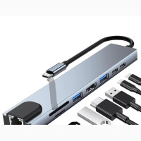 USB C Hub, 8 in 1 Type C Hub Adapter With HDMI, PD Power