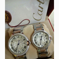 Cartier Rose Gold and Silver Chain Watch for Couples