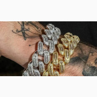 18mm Iced Out Baguette CZ Heavy Box Clasp Silver Zircon