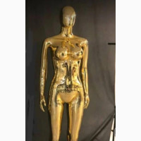 Straight Pose Gold Chrome Big Boobs Female Mannequins