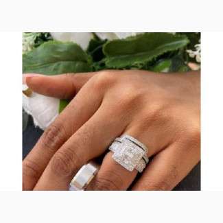 Original Sterling Silver Couple#039;s Wedding Ring Set