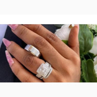 Original Sterling Silver Couple#039;s Wedding Ring Set