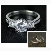 US Sterling Silver Wedding Engagement Ring - Silver
