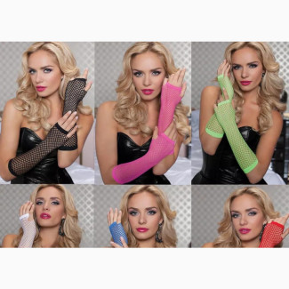 1 Pair Neon Fishnet Fingerless Long Gloves