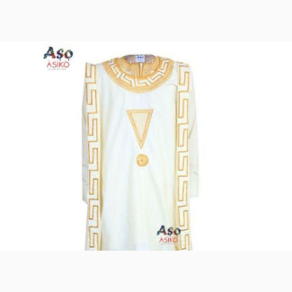 Designer Cream Agbada With Gold Embroidery Size L ON SALE