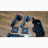 Brand New Black Coated Squared Lever Handle With Lock