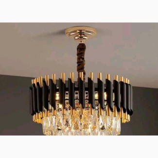 Exotic Black, Silver Gold Crystals Chandelier