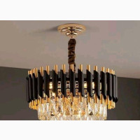 Exotic Black, Silver Gold Crystals Chandelier