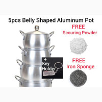 5 Set Aluminum Belly Pot + Scouring Powder + Pad + Sponge