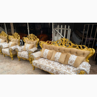 Royal 7-Seater Gold Sofas Available Now