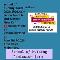 2025/2026 College of Nursing Sciences, Bida, Niger State (ADMISSION FORM IS, OUT) Call:(080