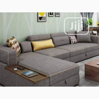 Stylish and Durable L-Shaped Sofa with Wooden Remote Holder