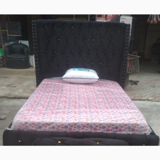 Quality 4.5by6 Upholstery Padded Bed Frame With One Ottoman