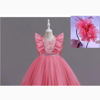 Pink Ceremonial Ball Gown With Hair Rose