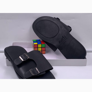 Gucci Men#039;s Leather Slippers - Size 40-46 - Black