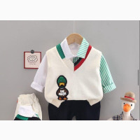 Boys 3pcs Set with Sleeveless Cardigan - Brand New