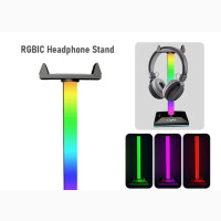 RGB Headphone Stand Earphone Holder 7 Light Dual USB Ports