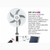 Qasa 3 in 1 Rechargeable Fan with Solar Panel and Bulbs - Brand New