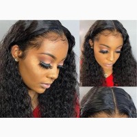 T-frontal Human Hair Water Curl Natural Quality Wigs