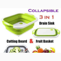 3 in 1 Collapsible Bowl - Brand New Chef#039;sChoice Veggie Chopper Tray, Fruit Bowl, and Drain Pan