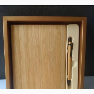 Wooden Bamboo Notebook and Pen Gift Set MOQ : 50pcs