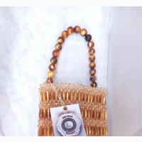Stylish Beaded Bag for Women - Bronze Color