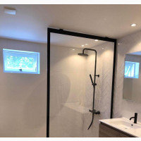Brand New Black Framed Glass Demarcation for Bathroom