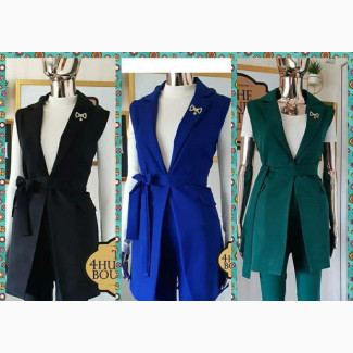 Allsix Women#039;s Sleeveless Jacket and Trouser Set - Blue