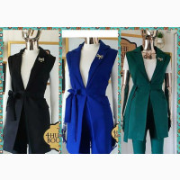 Allsix Women#039;s Sleeveless Jacket and Trouser Set - Blue