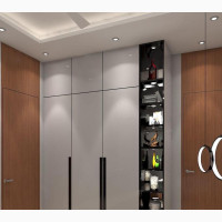 Stylish Gray Wardrobe with Shop Lights