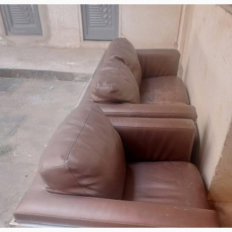 Brown Leather 2-Seater and Single Seater Chair