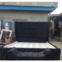 Modern 6 X 6 High Back Rest Padded King-size Bedframe With 2 Bedside Drawers