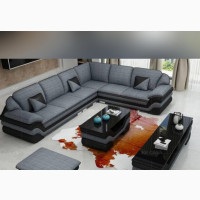 Royal Elegant Complete Set of U-Shape Sofa With Glass Tables